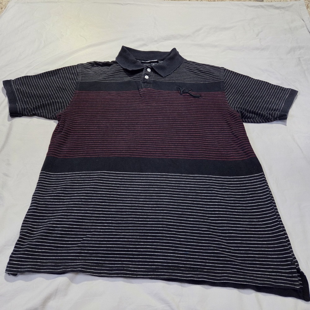 VTG ROCAWEAR Short Sleeve Striped Collared Polo Shirt Mens Sz L 100% Cotton Y2K - Picture 2 of 14